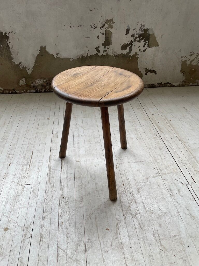 French tripod oak stool 50