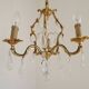French Vintage Brass Mid Century 3 Light 3 Sided Crystal Cage Chandelier