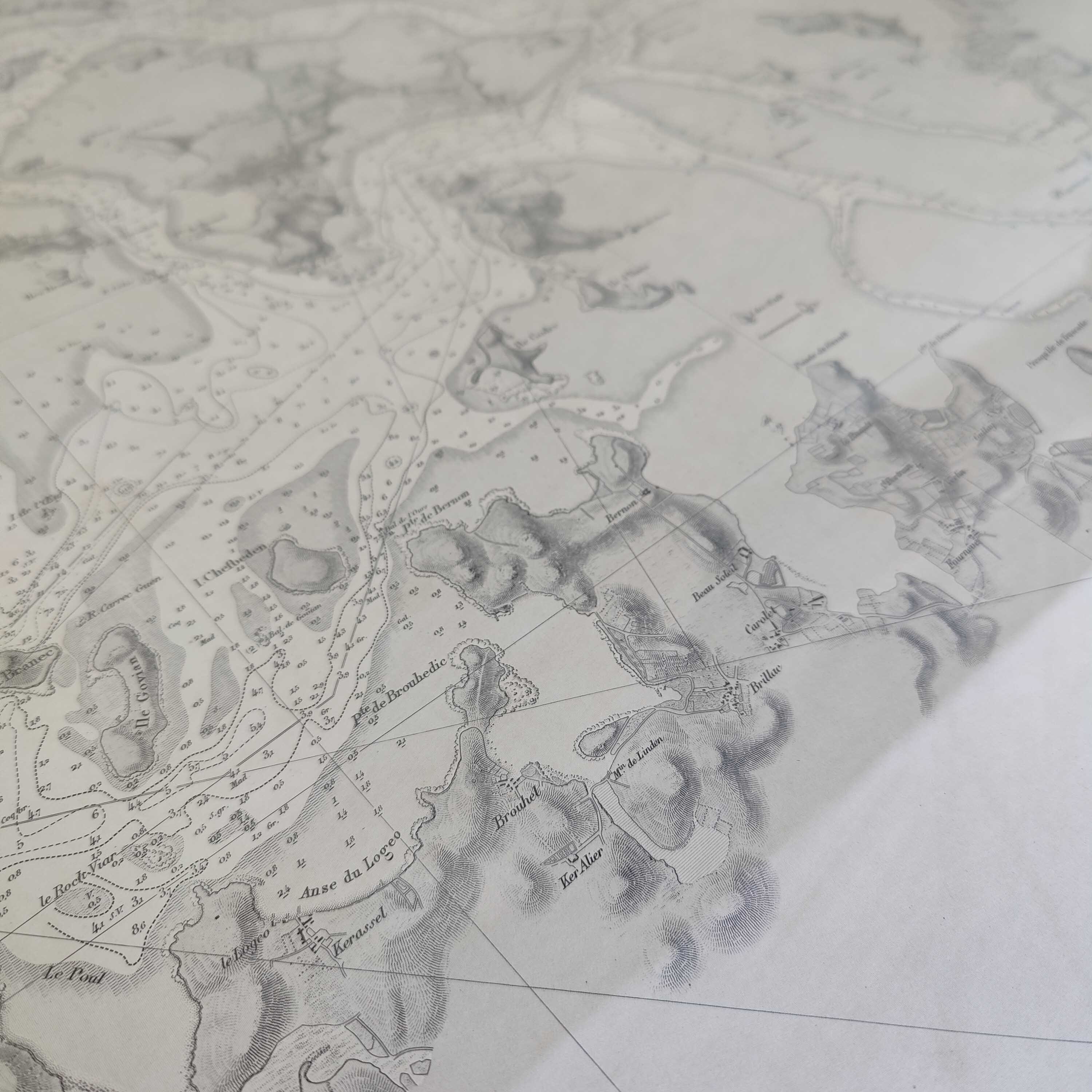 Old map Gulf of Morbihan Brittany 107 by 77cm