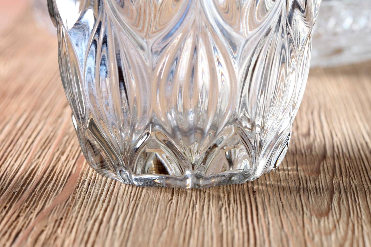 Vintage Clear Heavy Glass Vase by Rudolfova Huť / Czech Republic / 1960s