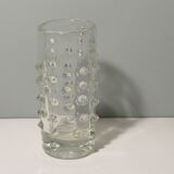 Brutalist transparent glass vase, Pavel Panek 1971