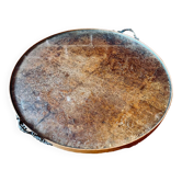 Large old wood glass metal tray