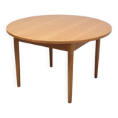 Table à manger ronde extensible en chêne par Van Den Berghe-Pauvers, années 1970.