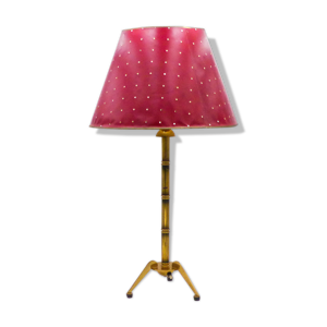 Lampe de table tripode vintage en laiton doré