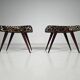 Pair of Italian benches and stools from the mid-century, 1950s.