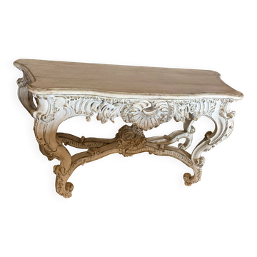 Large carved white wooden console