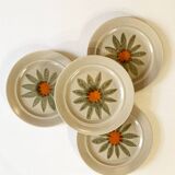 Vintage dessert plates, hand painted flower pattern