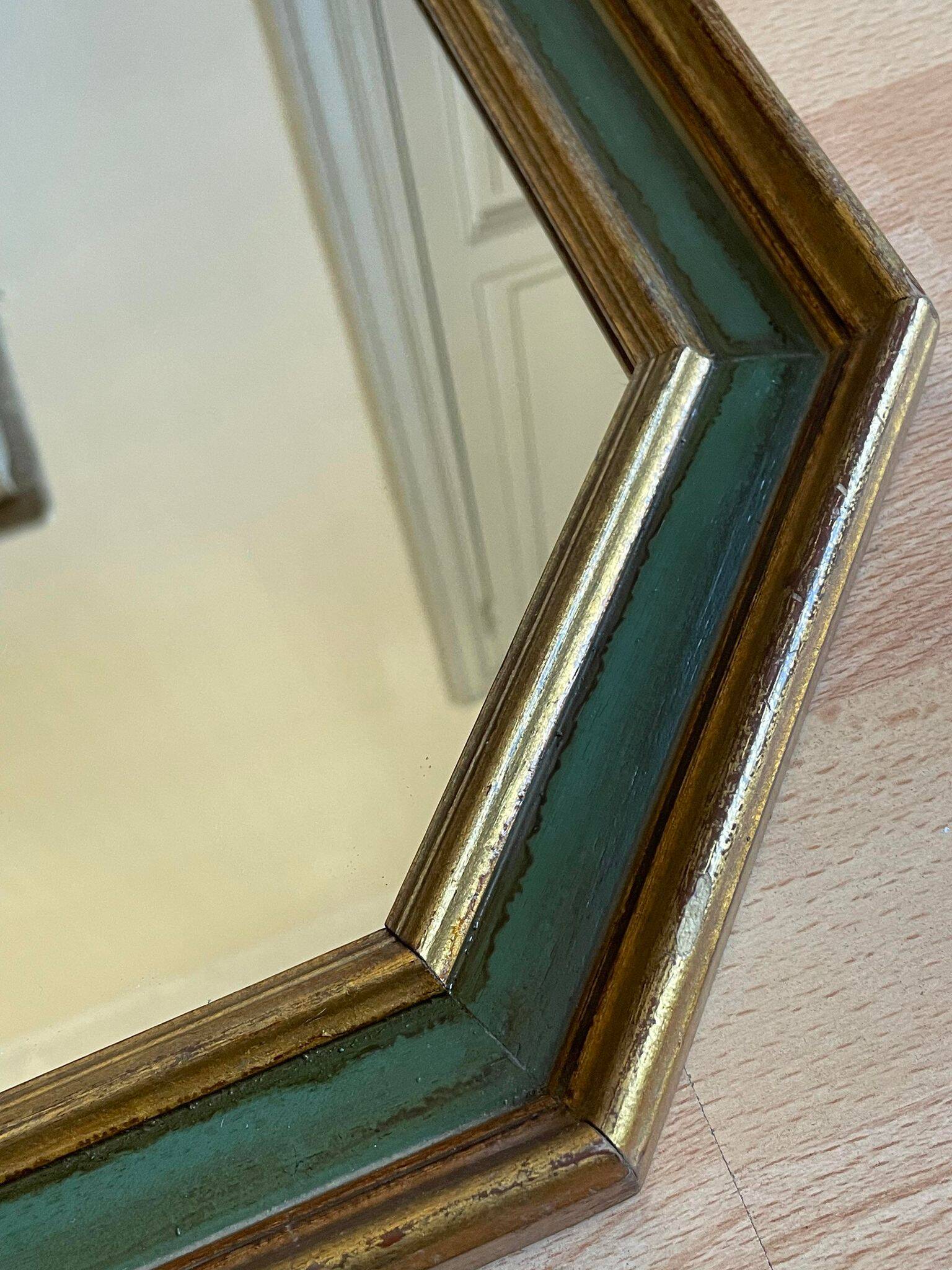Gold and green wood frame mirror