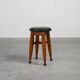 Arts & Crafts Meets Early Art Deco Oak & Leather Stool, France 1920