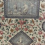 Fabric screen with scenes and flowers patterns