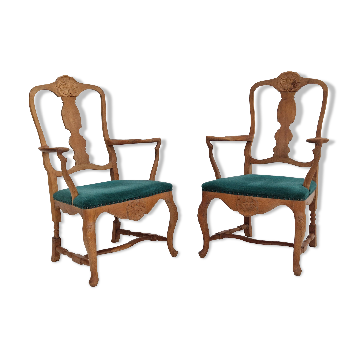 1960s, Danish design, pair of armchairs, oak wood, original very good condition