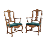 1960s, Danish design, pair of armchairs, oak wood, original very good condition
