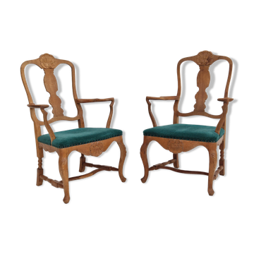 1960s, Danish design, pair of armchairs, oak wood, original very good condition