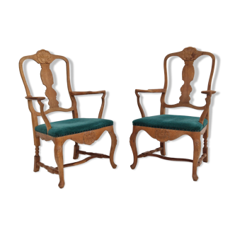 1960s, Danish design, pair of armchairs, oak wood, original very good condition