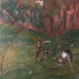 Tableau ancien impressionniste, maison de campagne, signé / fin XIXème