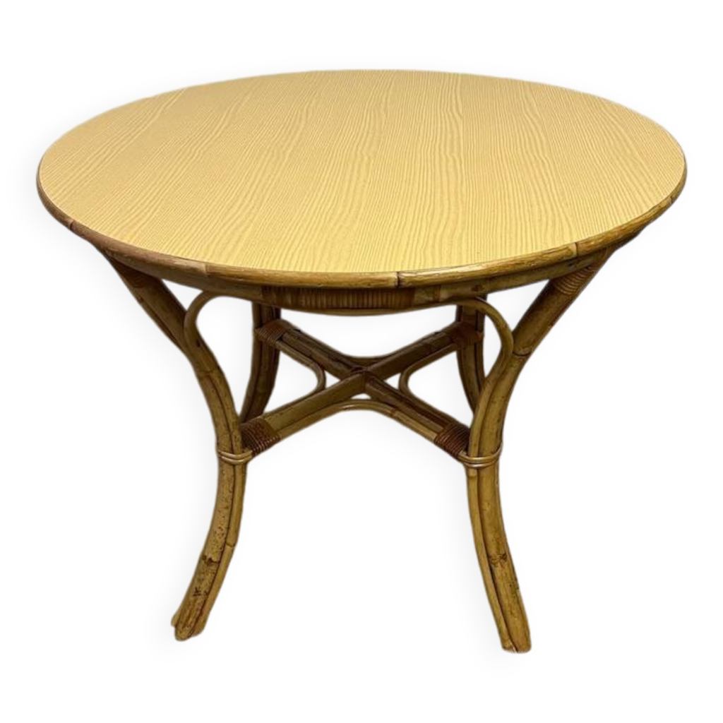Table ronde en rotin vintage | Selency