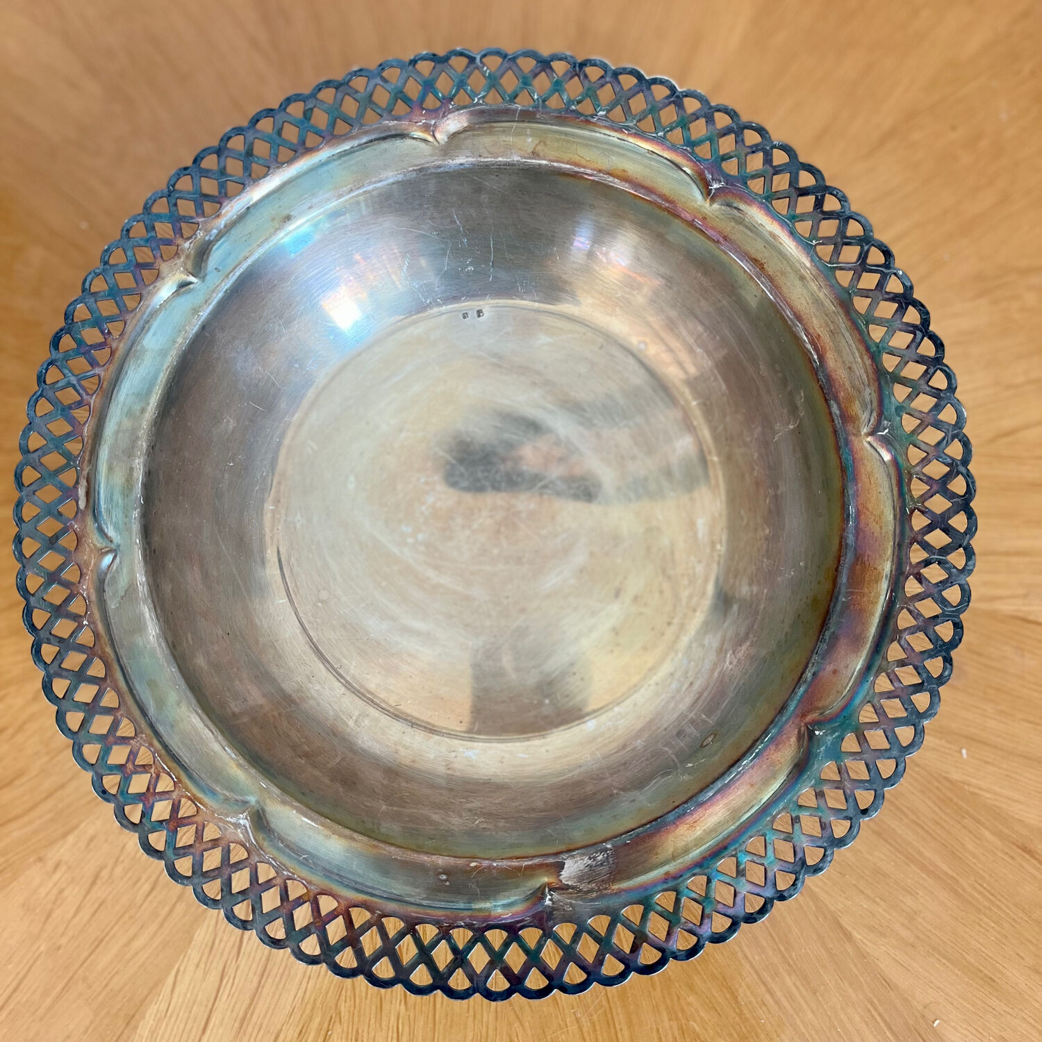 Antique basket cup in silver metal