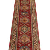 Afghan kazak runner rug long handwoven red wool rug-68x200cm