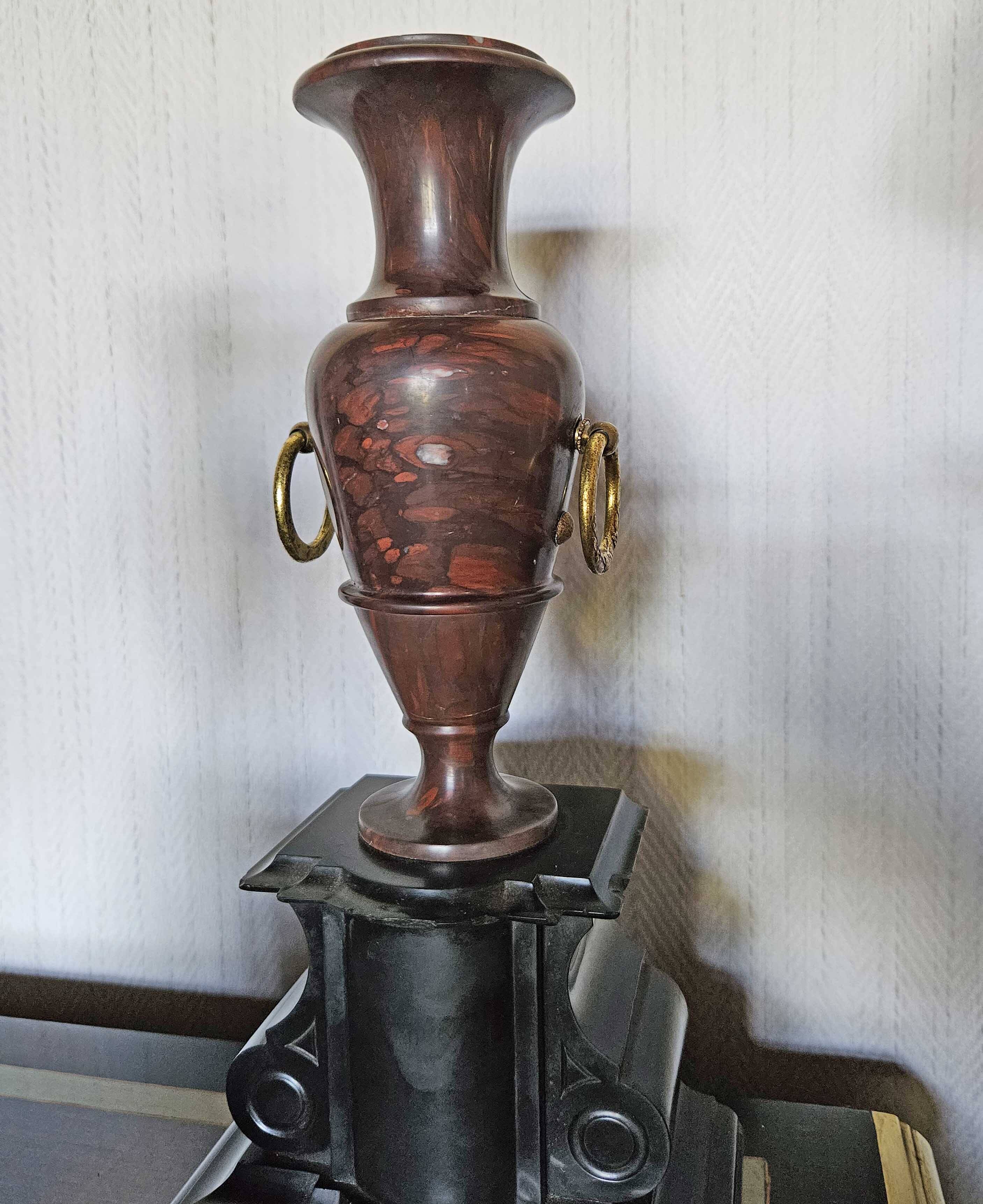 Antique Vases In Griotte Marble And Black Marble, Grand Tour, 19th Century