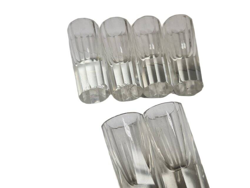 Art Deco vodka shot glasses from Hortensja Glassworks, Poland, 1950s, set of 7