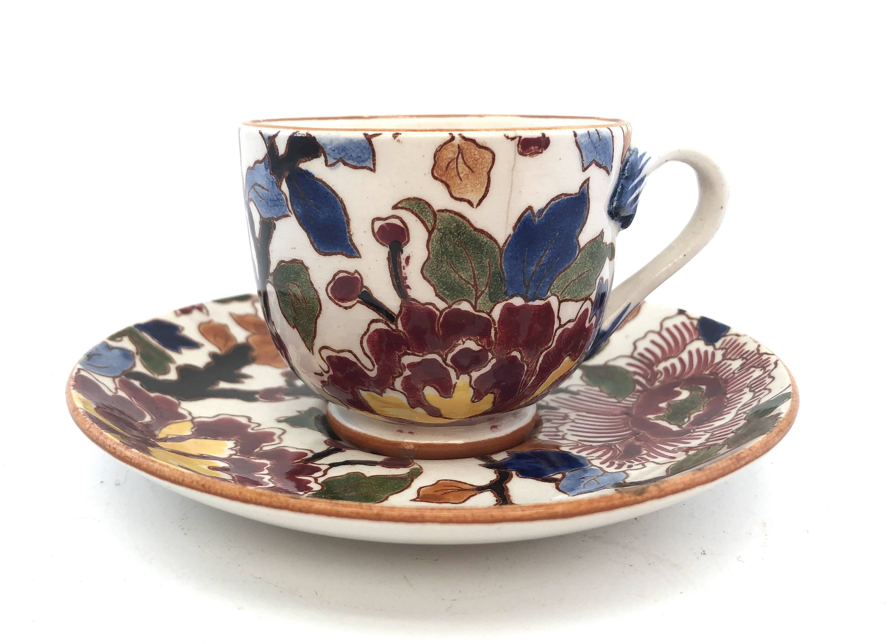 Gien peony coffee cup