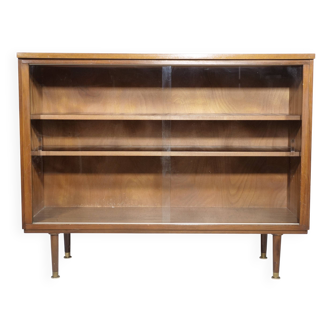 Showcase Cabinet 1960s Sideboard Sliding Door Walnut