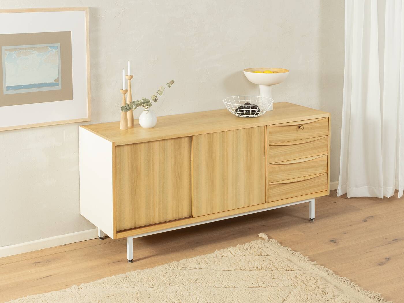 Wonderful partly solid sideboard in Scandinavian style from the 1950s