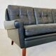 Vintage Danish retro Svend Skipper 3 person sofa in black leather 1960s