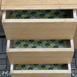 Buffet commode vintage pieds compas chêne clair 1960