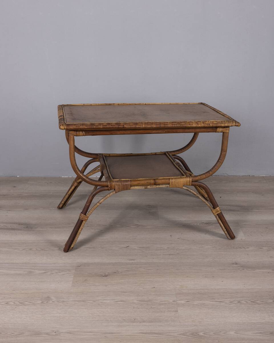 Vintage 1960s Italian design bamboo and wood side table