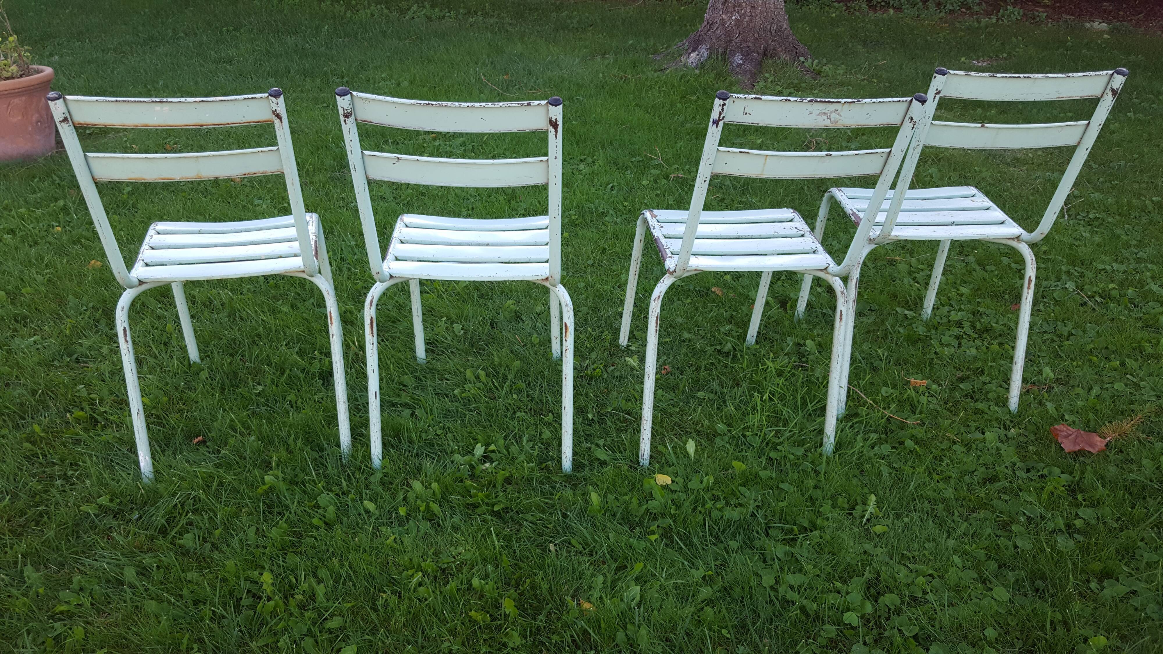 4 metal chairs, 50s