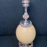 Old lamp foot silver metal and ostrich egg late nineteenth century