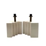 Hollywood regency set of 2 ceramic table Lamps, France 1970s