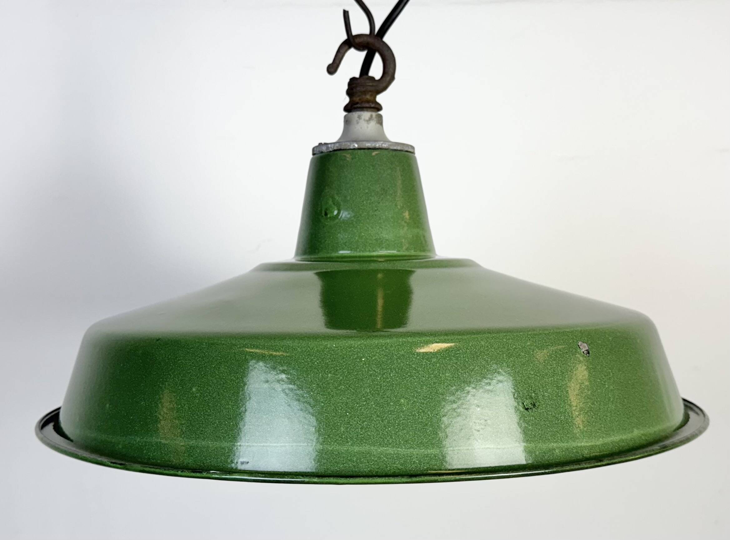 Industrial Green Enamel Factory Pendant Lamp, 1960s