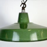 Industrial Green Enamel Factory Pendant Lamp, 1960s