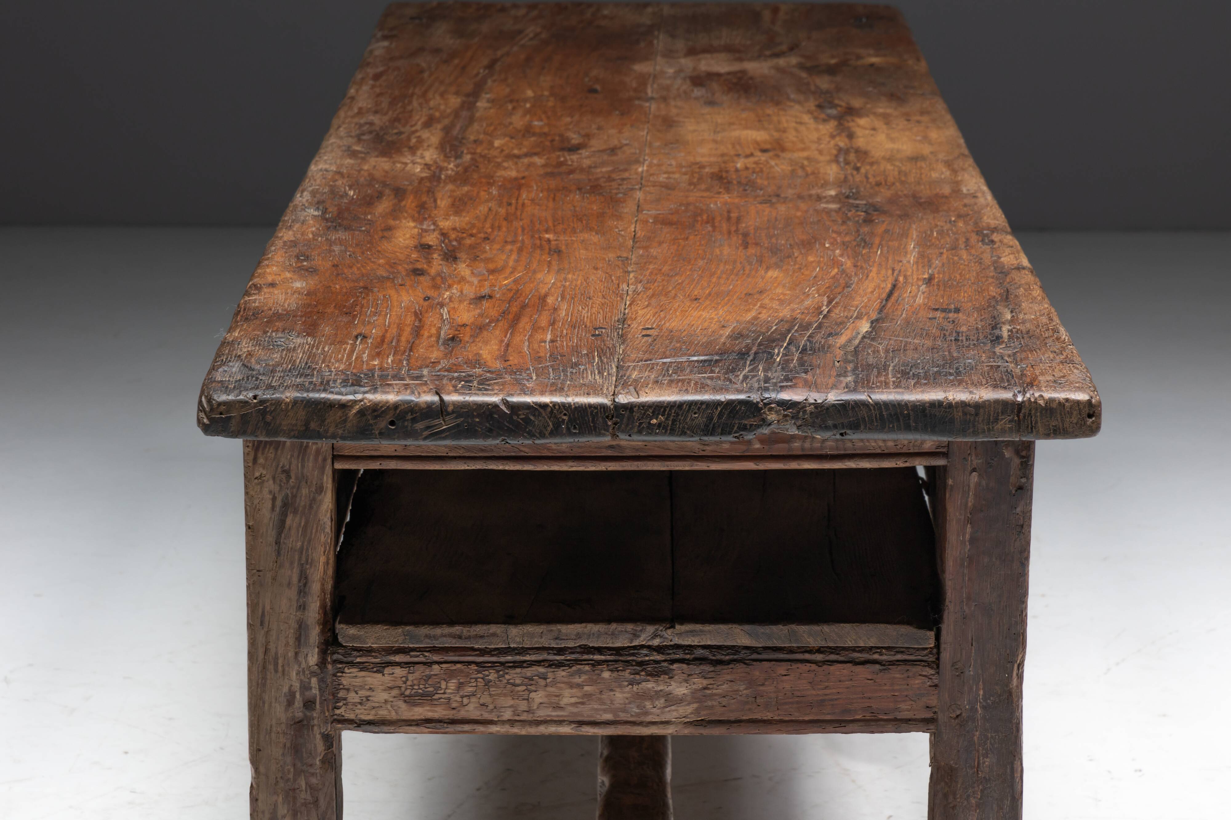 Wabi sabi farmhouse worktable, France, 19th century