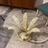 Table basse Hollywood regency bois et verre