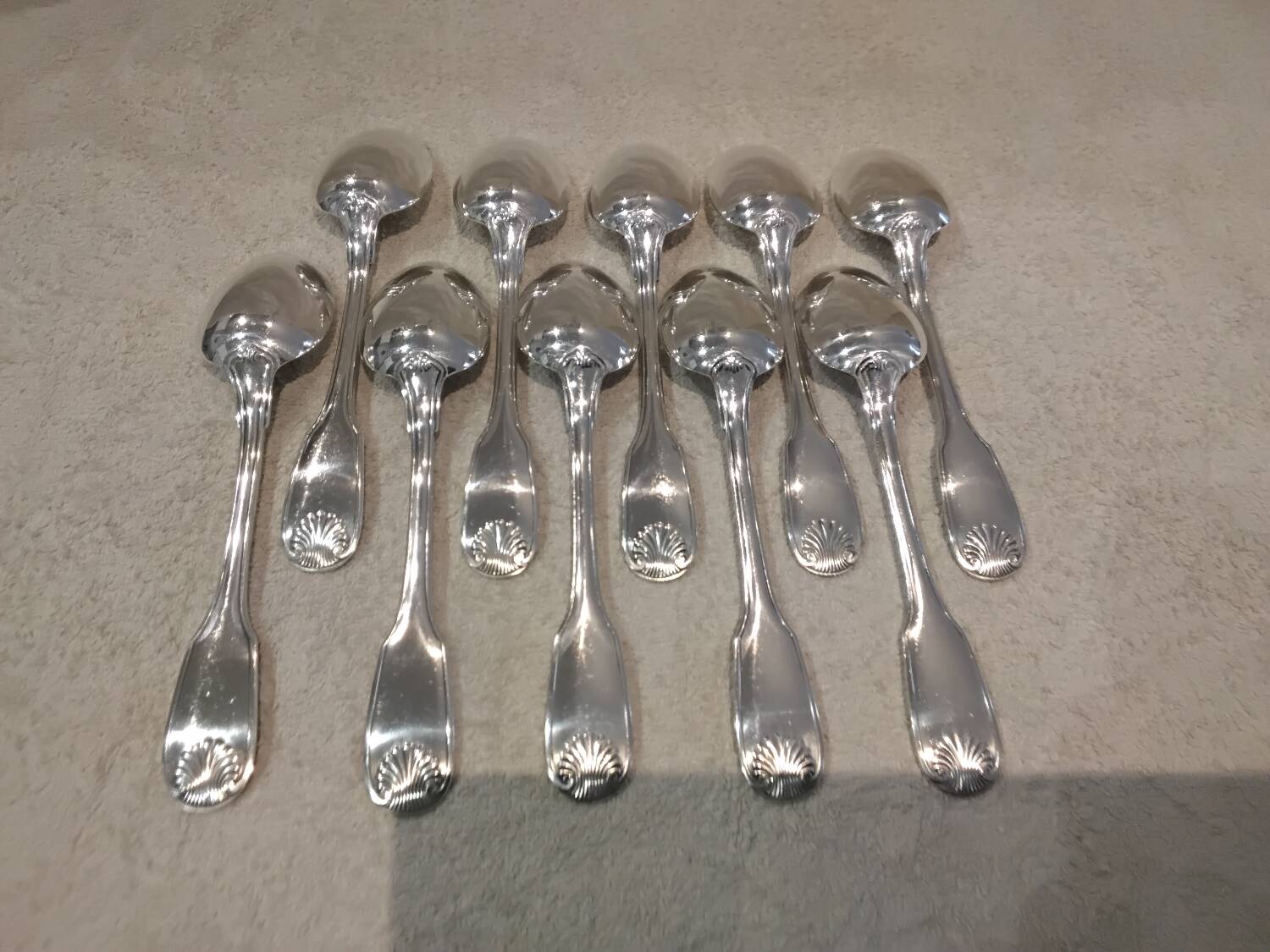 10 silver plated soup spoons, Christofle Vendome, 20.6 cm