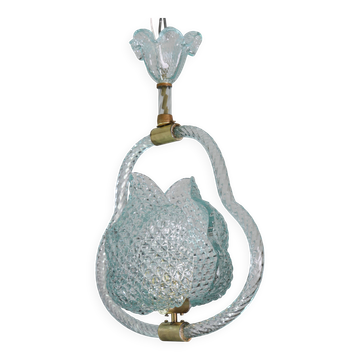 Charming Light Blu Murano Glass Chandelier by Barovier e Toso, 1950s