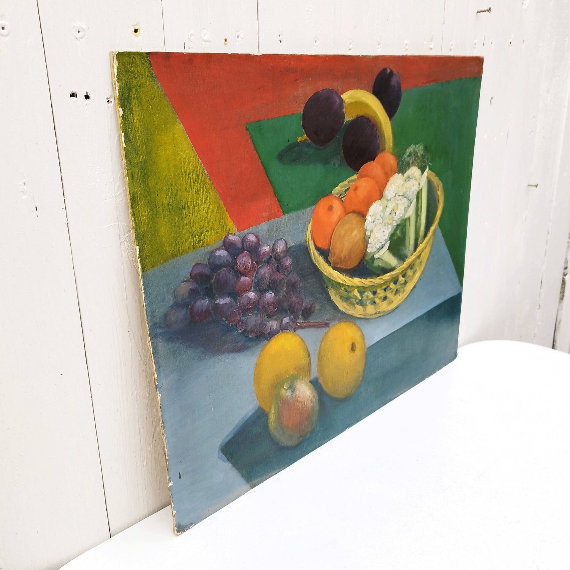 Still life oil on cardboard signed Rollason