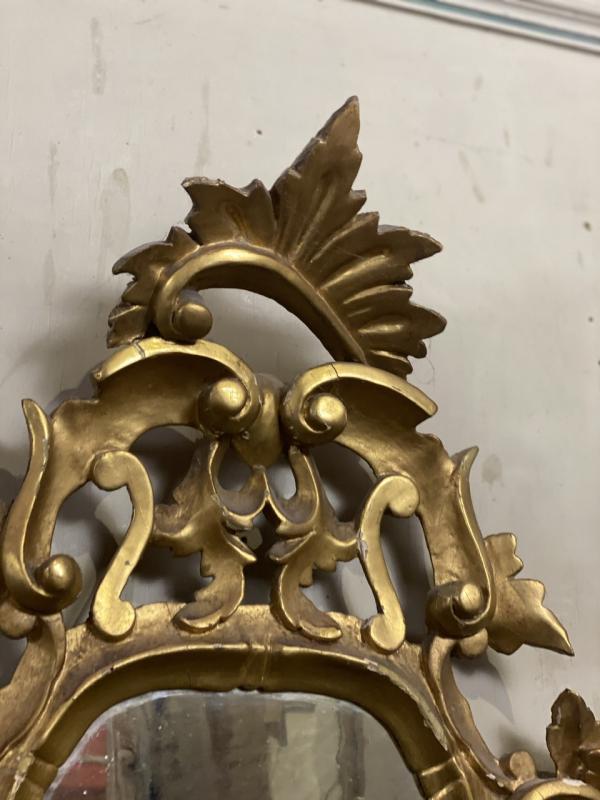 Golden wood mirror, italy early 20th century - 75x44cm