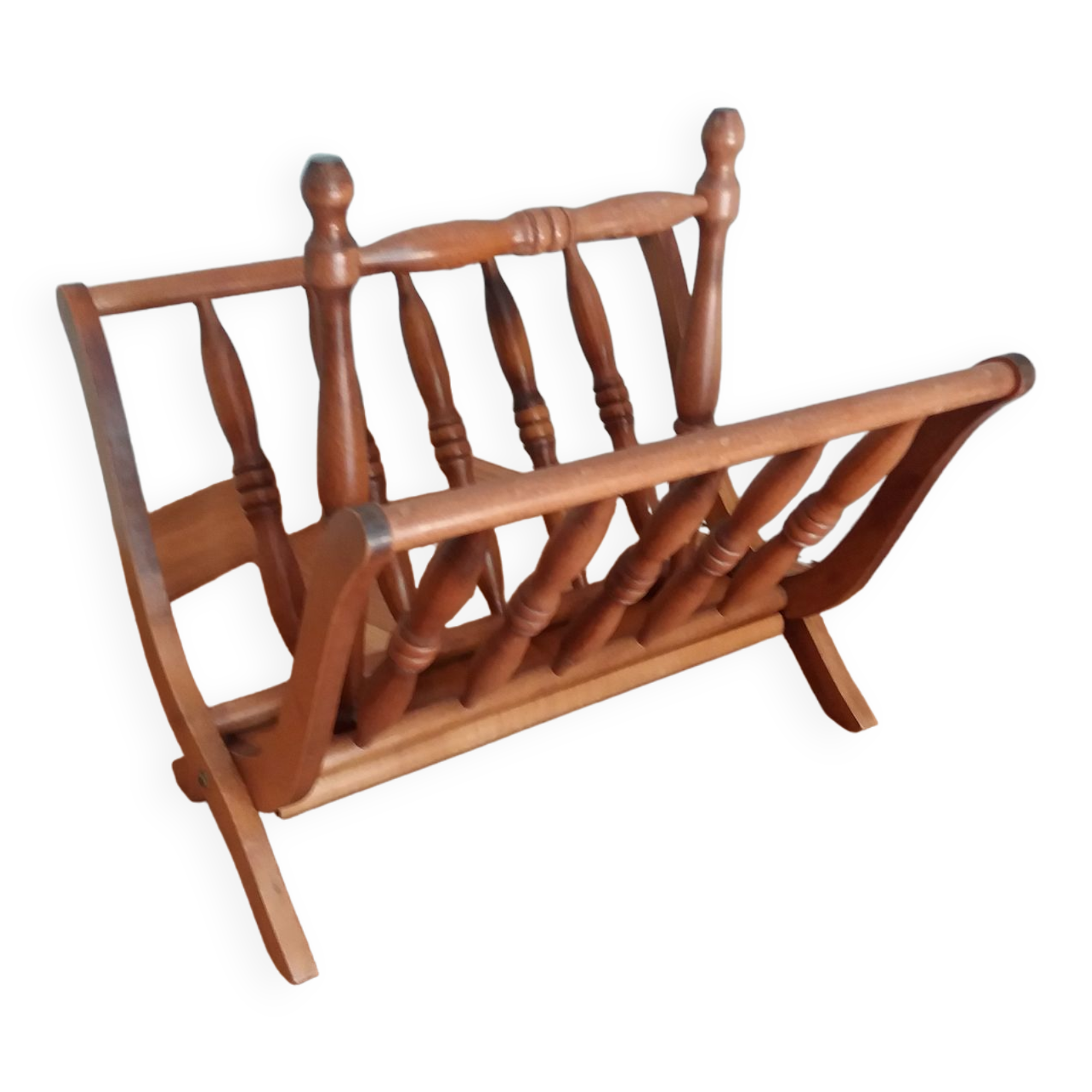 Turned wooden magazine holder