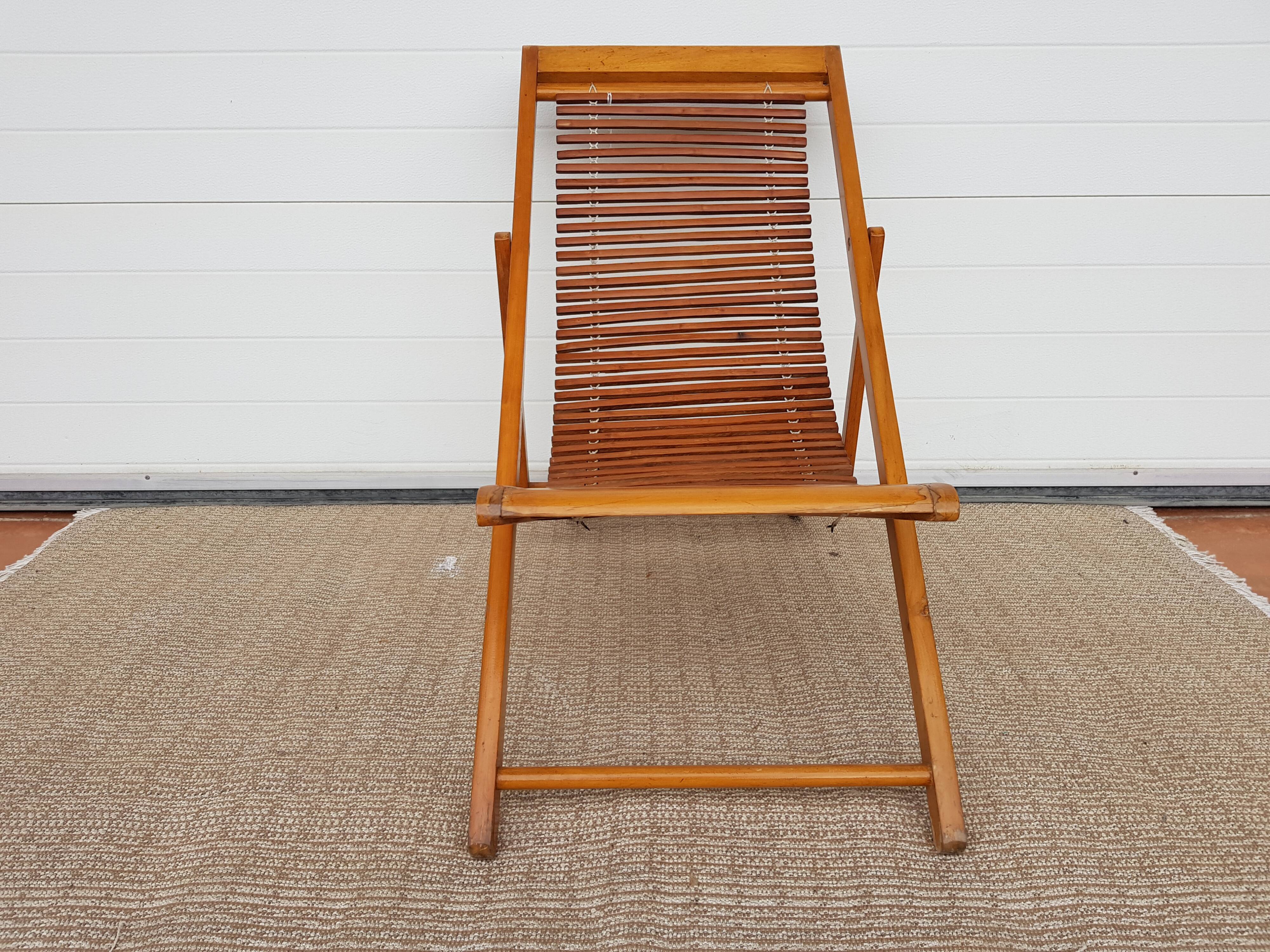 60s slatted sunbed lounger in 60s slats