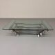 Space coffee table from the 70s, tubular metal and glass, Italian design