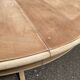 Renovated round extendable dining table with a central wooden leg, 113-203cm.