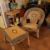 Rattan armchair and coffee table