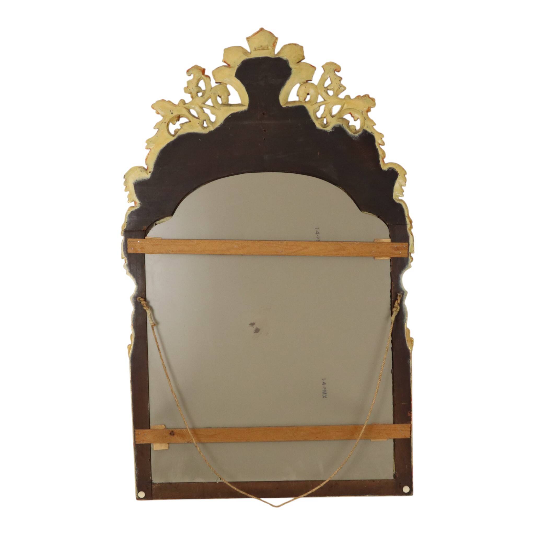 Large Classic Wooden Mirror, Rococo Style Chinoiserie, 124 cm