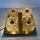Applique à cube en laiton et verre givré de Peill & Putzler 1970