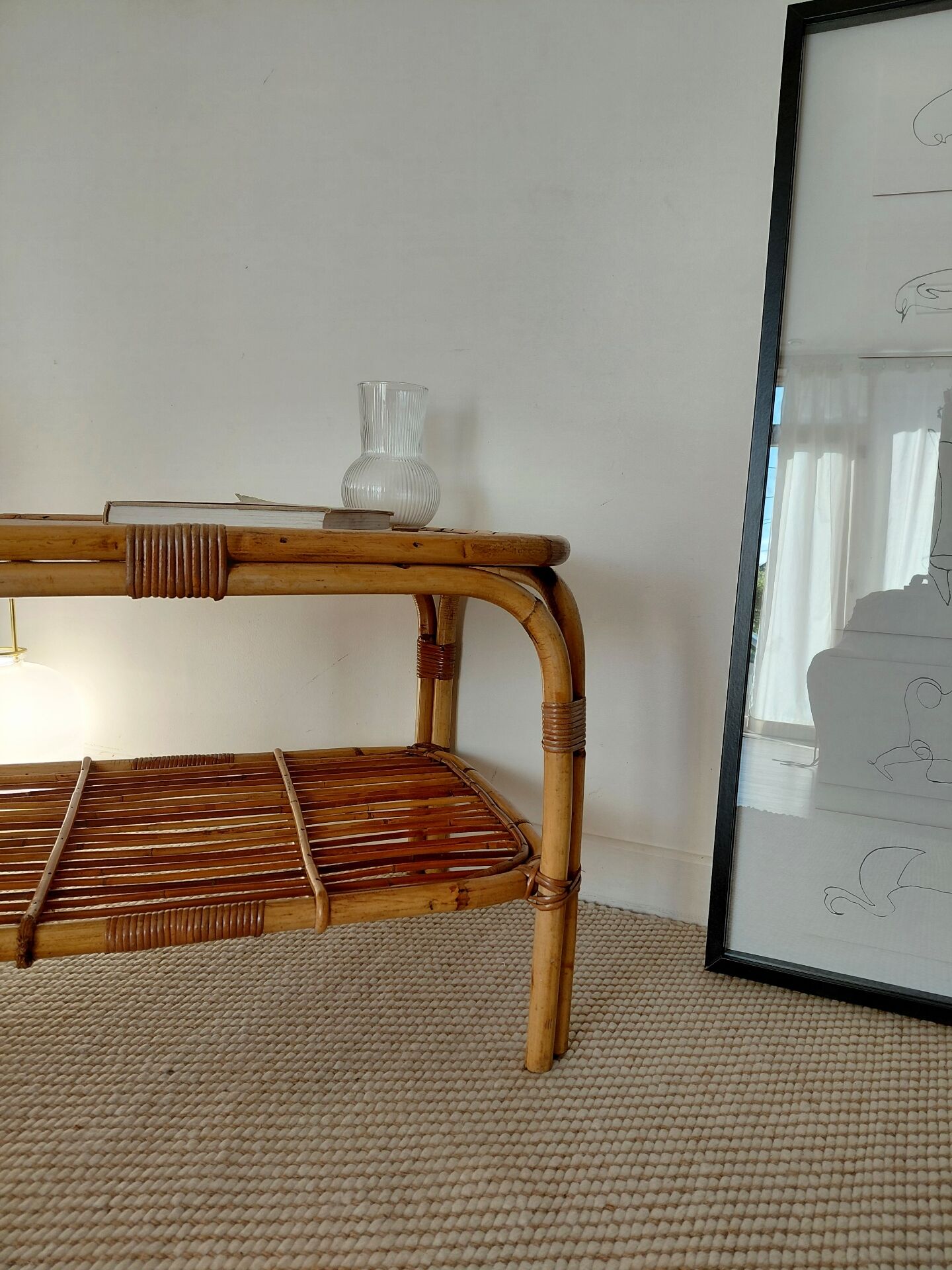 Vintage rattan coffee table from the 70s - organic lines, Riviera spirit.