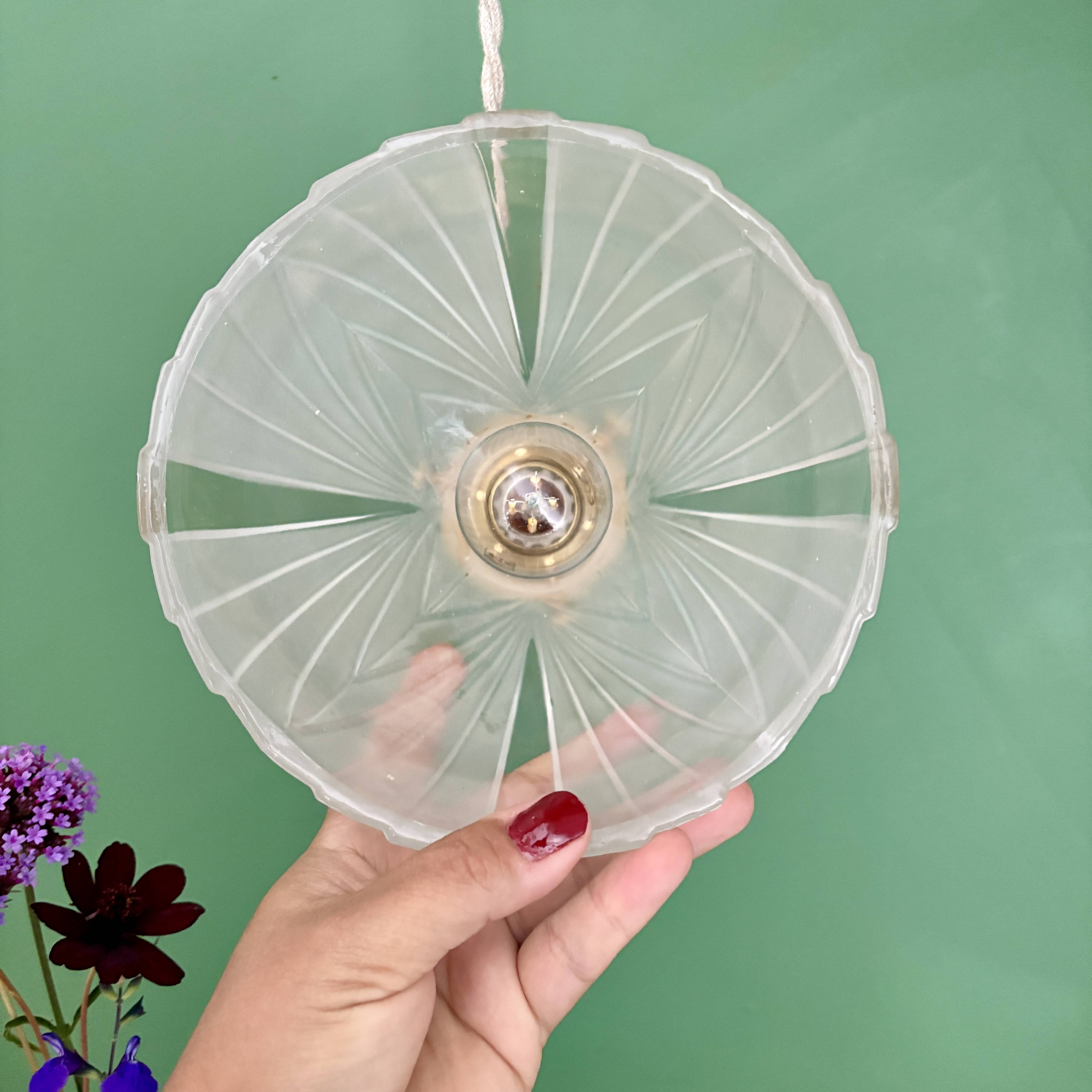 Vintage art deco frosted glass lampshade pendant light